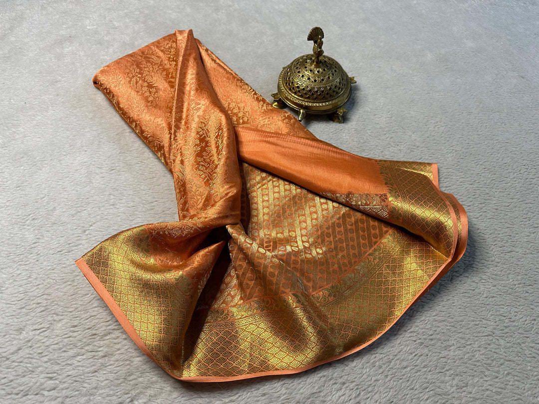 Rich Orange Mysore Silk Saree 100% Pure & Heritage Inspired