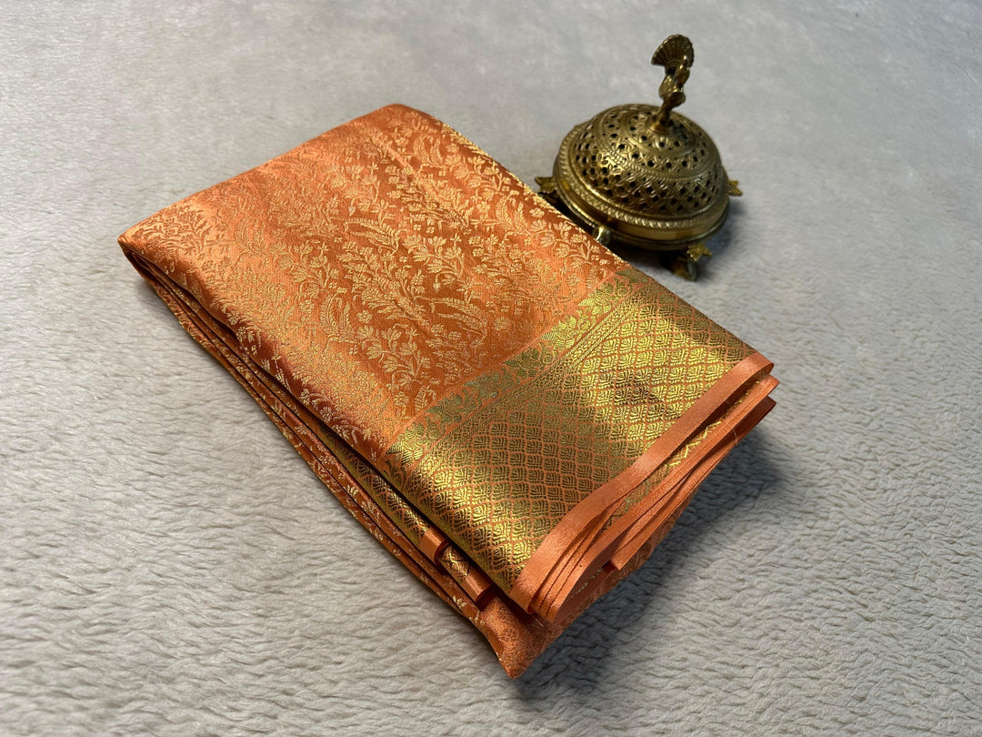 Rich Orange Mysore Silk Saree 100% Pure & Heritage Inspired