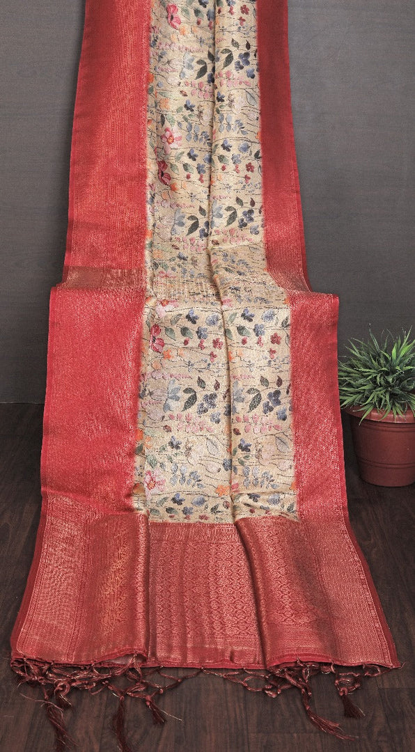 Traditional Maroon Mysore Silk Saree Pure Crepe With Digital Print