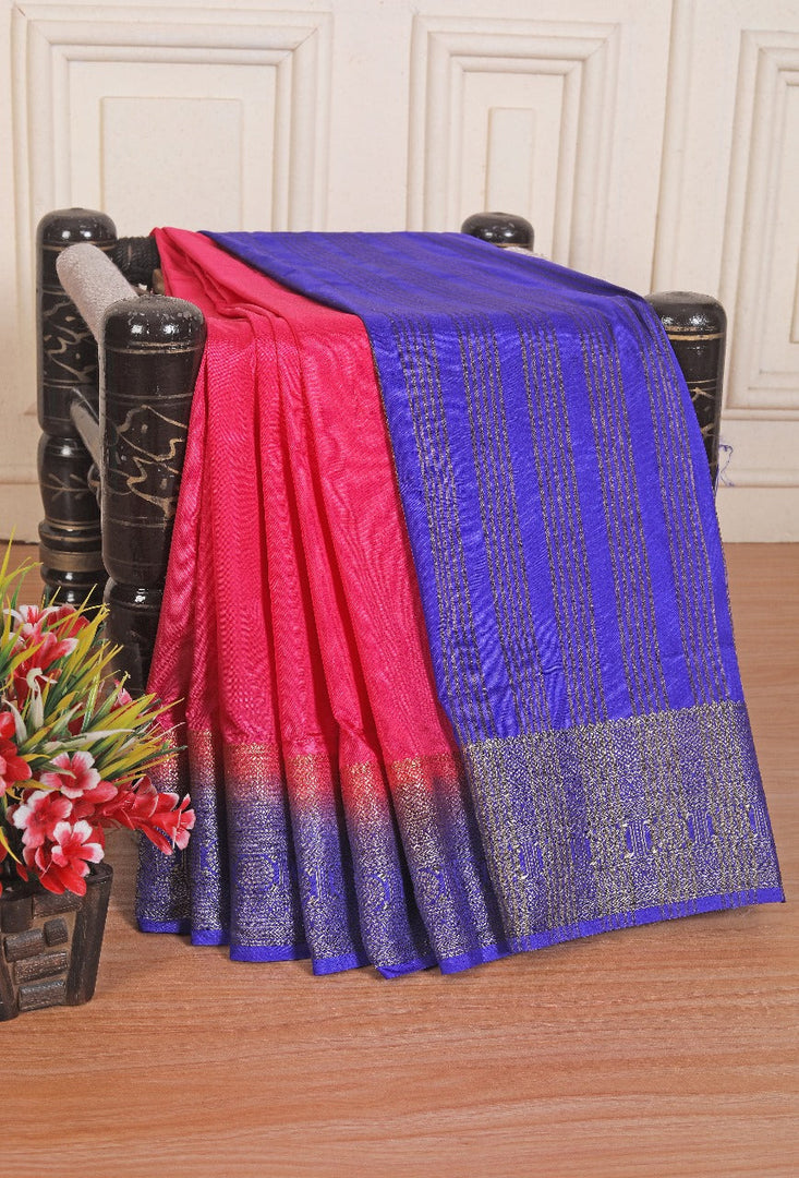 Festive Wear Rose Gold Mysore Saree In Soft Crepe With Zari Weaving