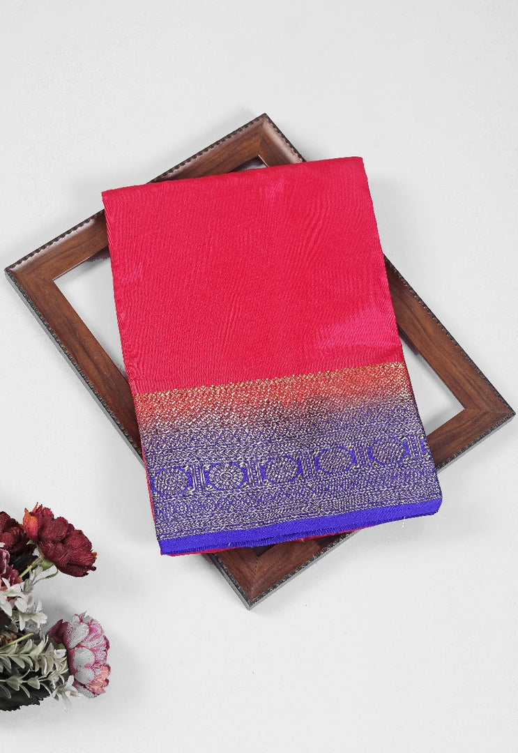 Festive Wear Rose Gold Mysore Saree In Soft Crepe With Zari Weaving