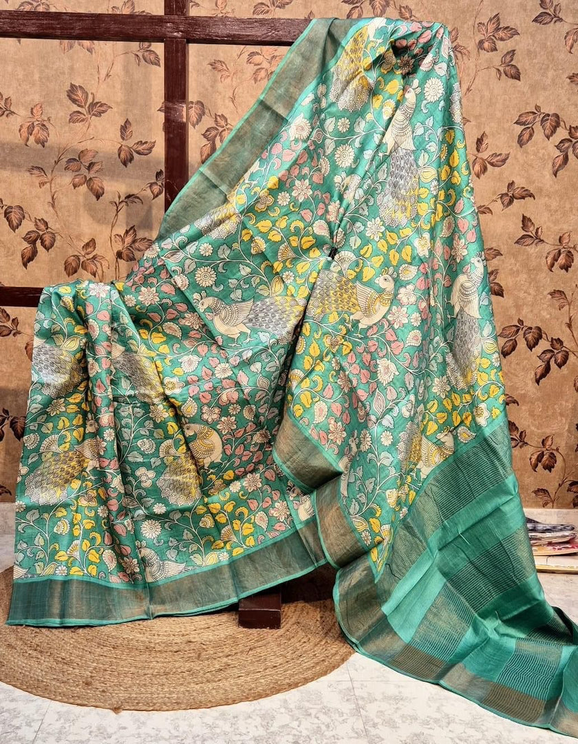 Tusser Soft Silk Sarees With Zari Border