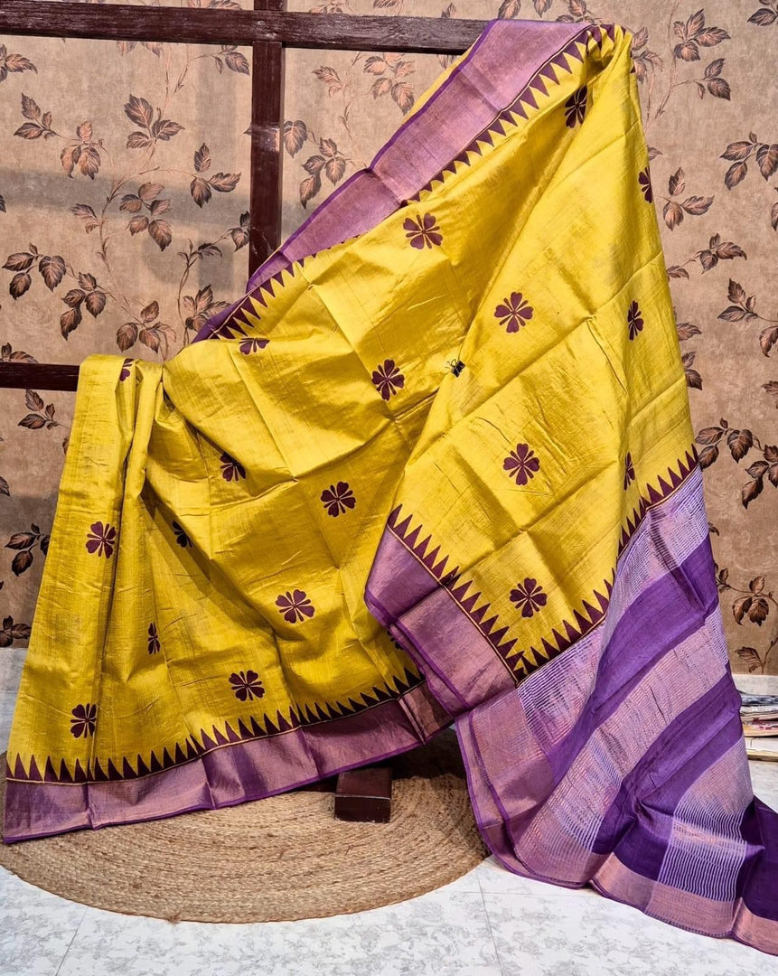 Tusser Soft Silk Sarees With Zari Border