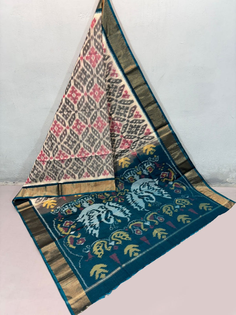 ikkat Printed Handloom Soft Silk Saree