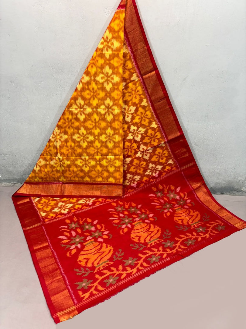 ikkat Printed Handloom Soft Silk Saree