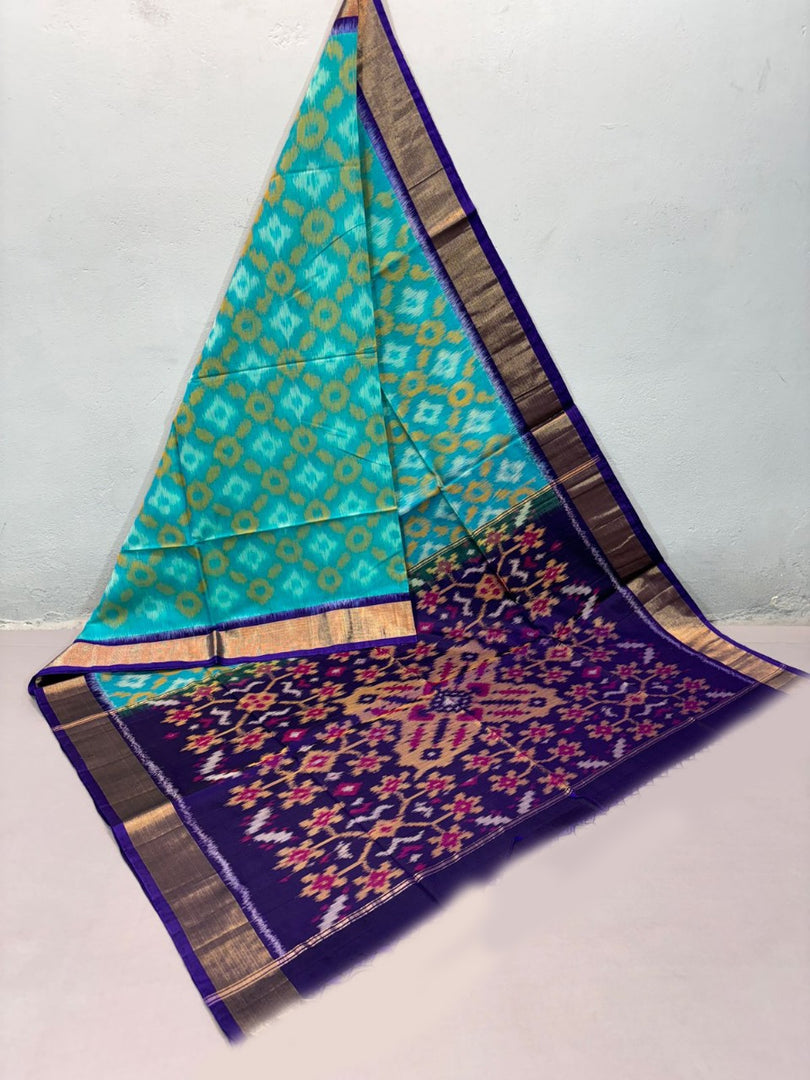 ikkat Printed Handloom Soft Silk Saree