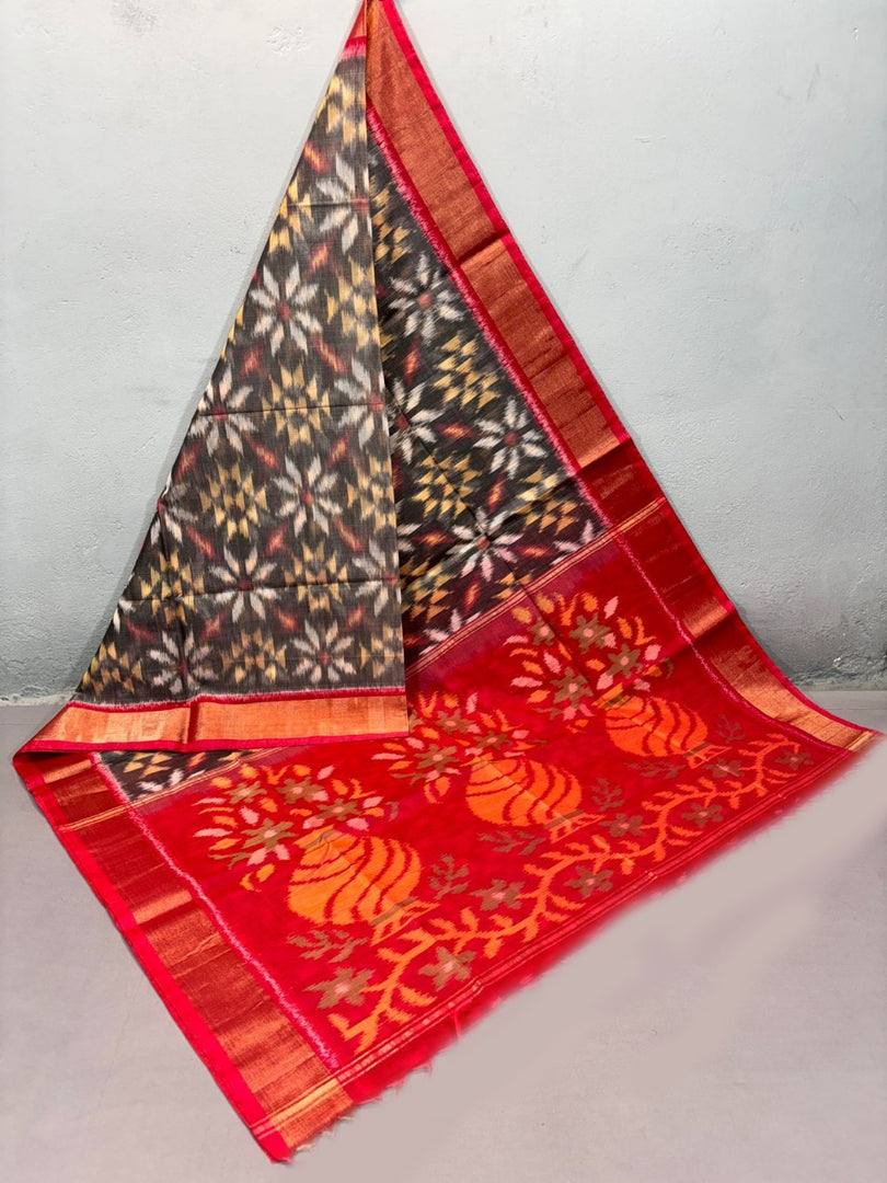 ikkat Printed Handloom Soft Silk Saree