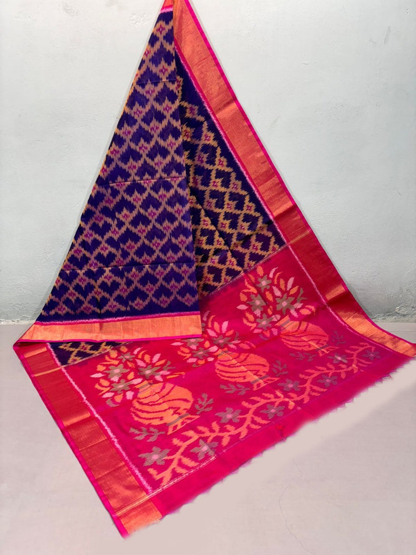 ikkat Printed Handloom Soft Silk Saree