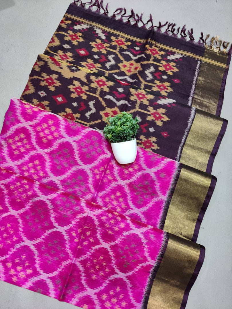 ikkat Printed Handloom Soft Silk Saree