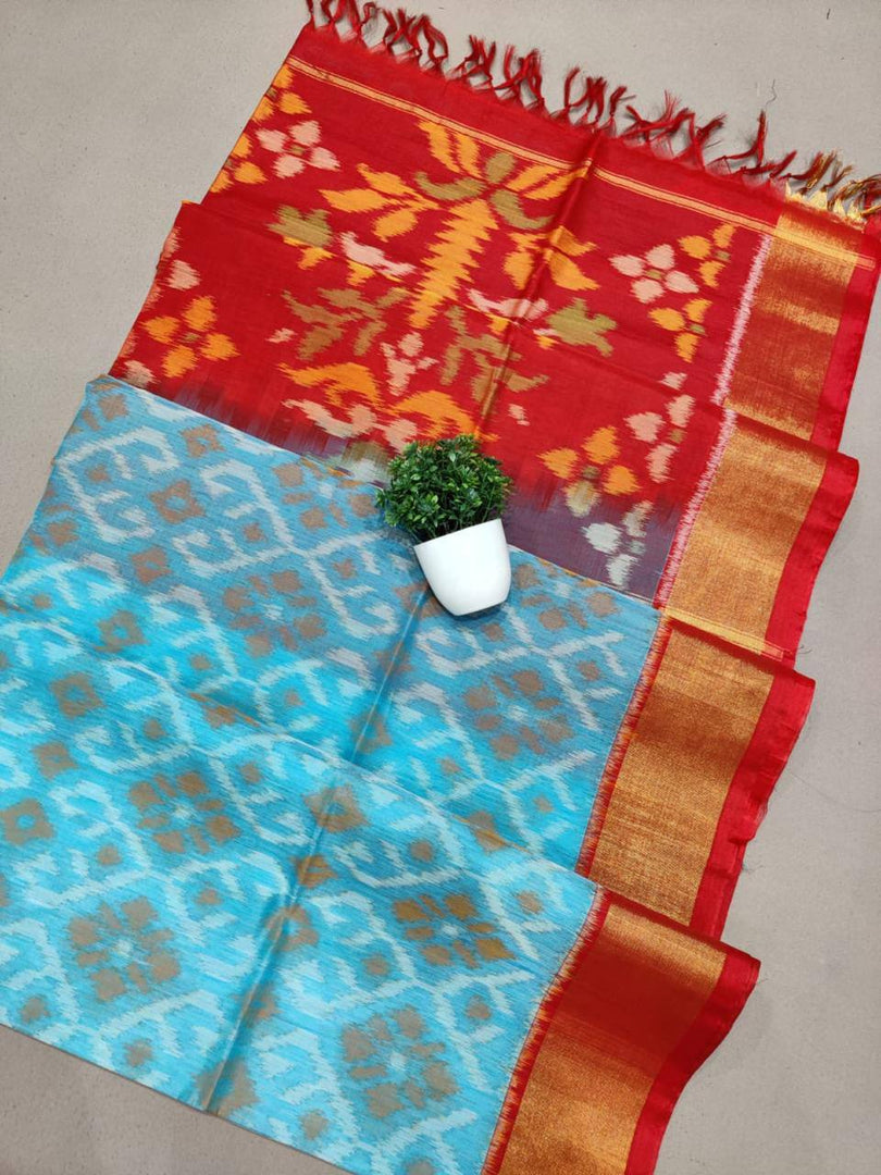 ikkat Printed Handloom Soft Silk Saree