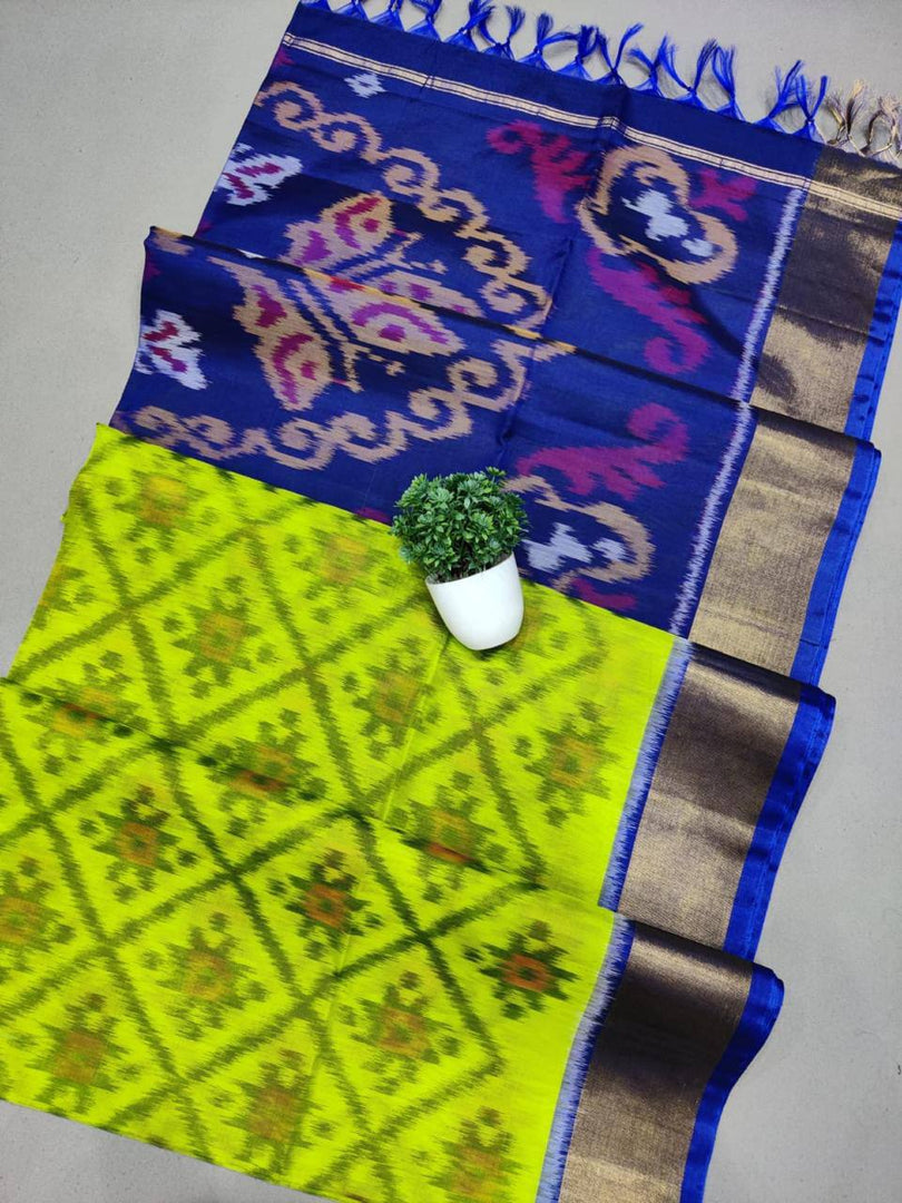 ikkat Printed Handloom Soft Silk Saree