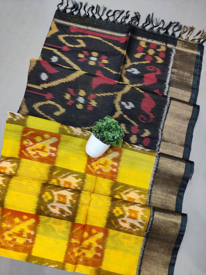 ikkat Printed Handloom Soft Silk Saree