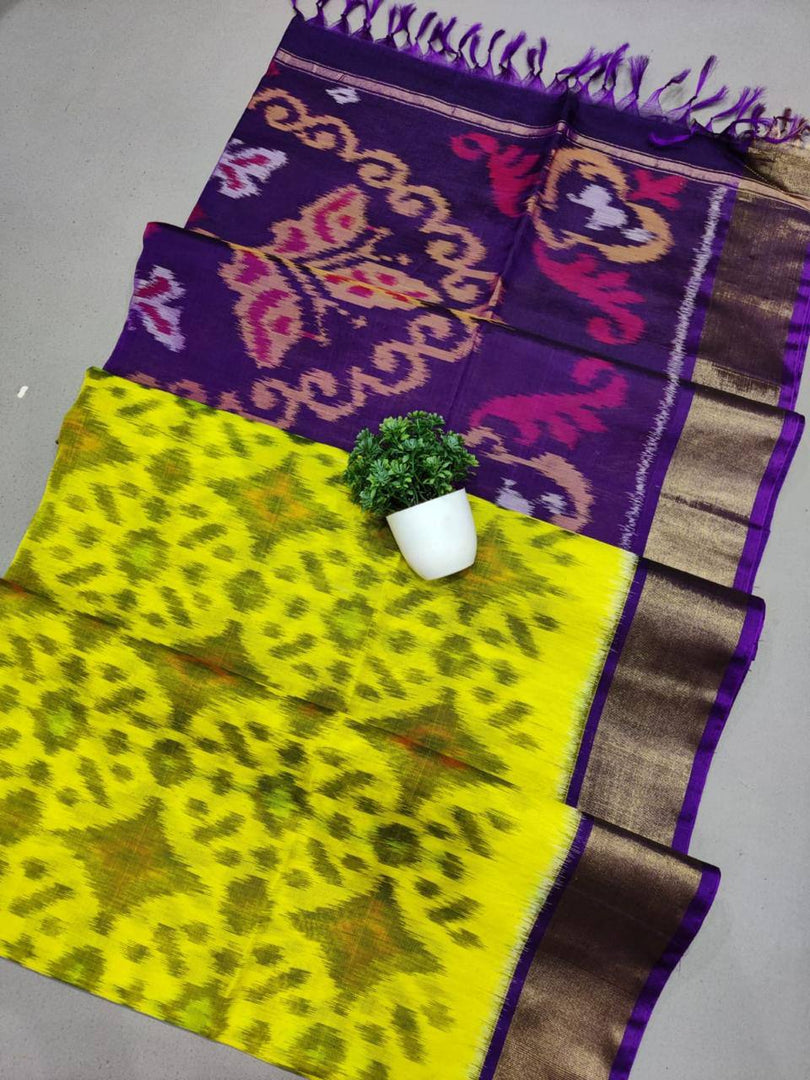 ikkat Printed Handloom Soft Silk Saree