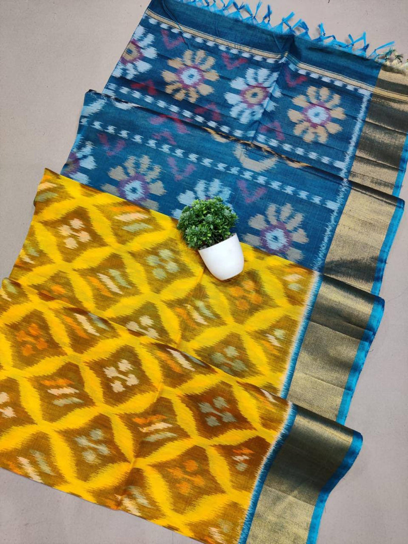 ikkat Printed Handloom Soft Silk Saree