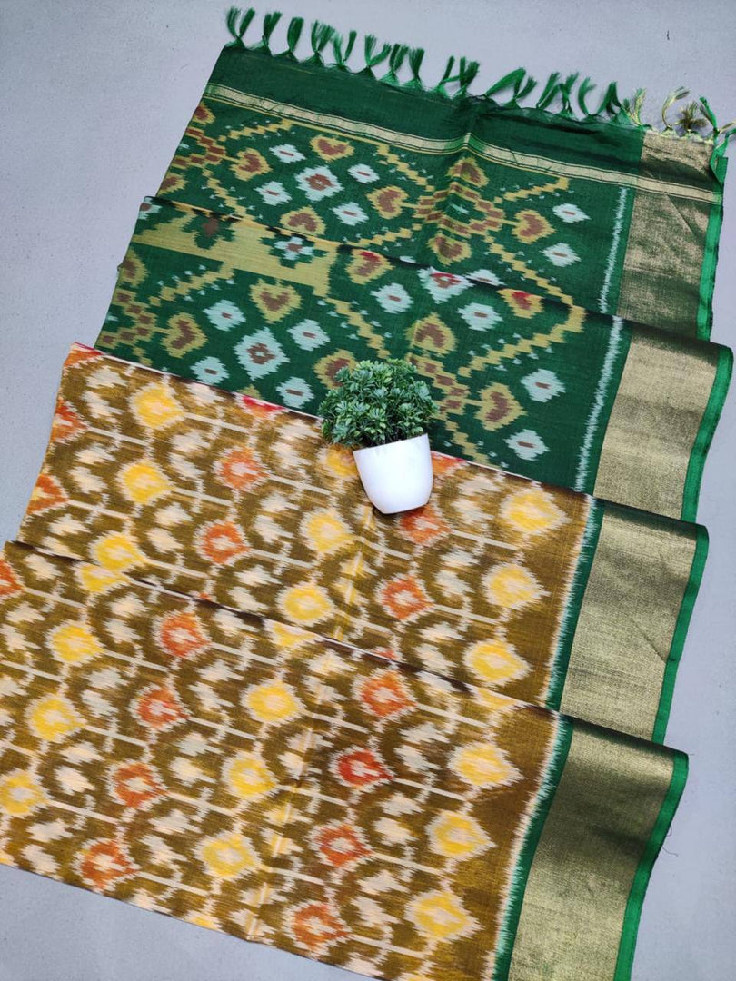 ikkat Printed Handloom Soft Silk Saree