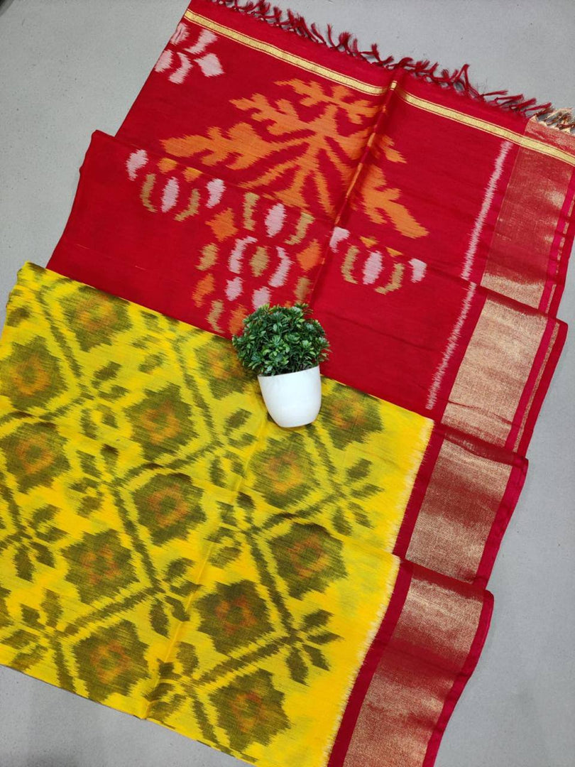 ikkat Printed Handloom Soft Silk Saree