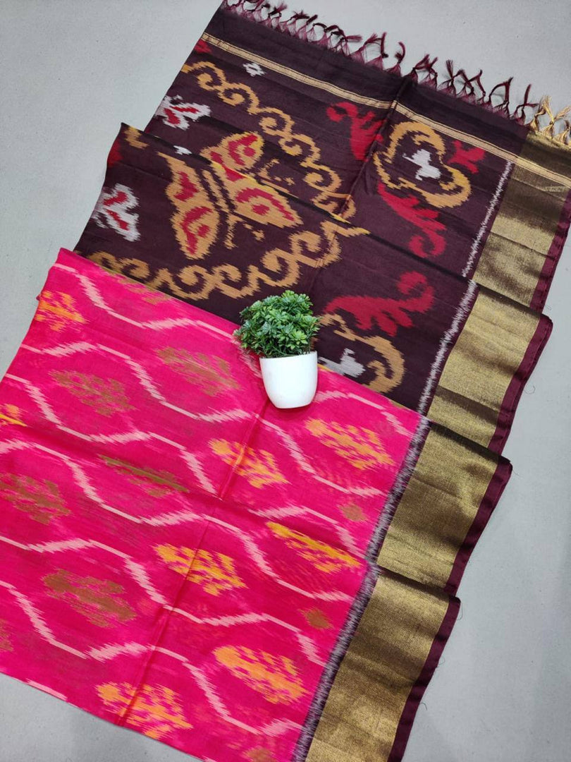 ikkat Printed Handloom Soft Silk Saree