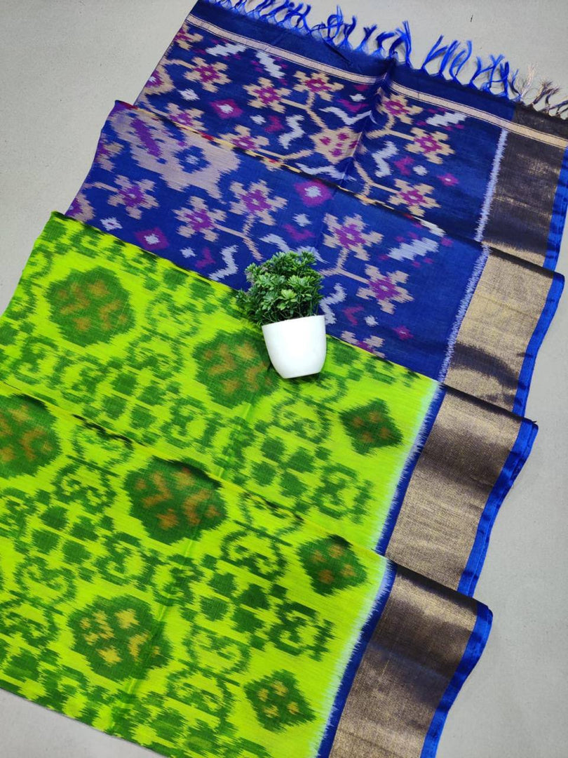 ikkat Printed Handloom Soft Silk Saree