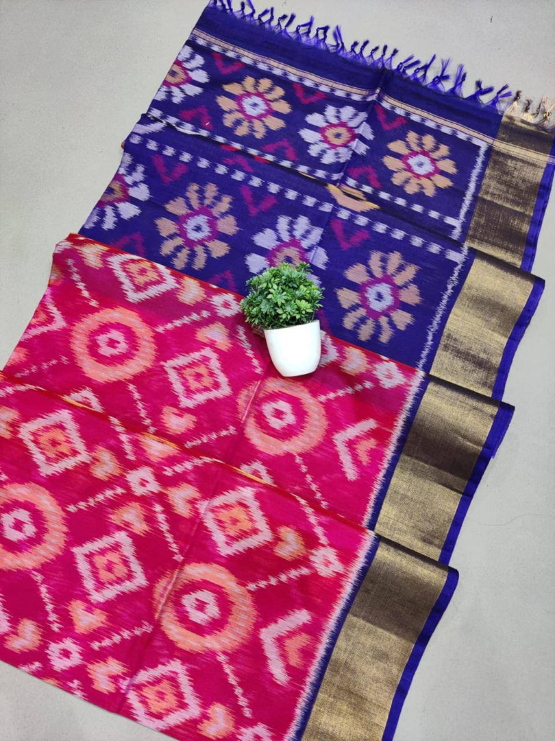 ikkat Printed Handloom Soft Silk Saree