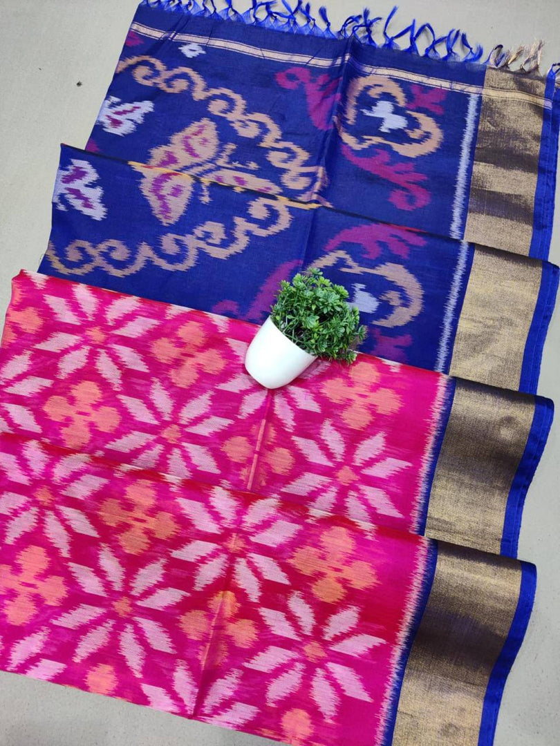 ikkat Printed Handloom Soft Silk Saree