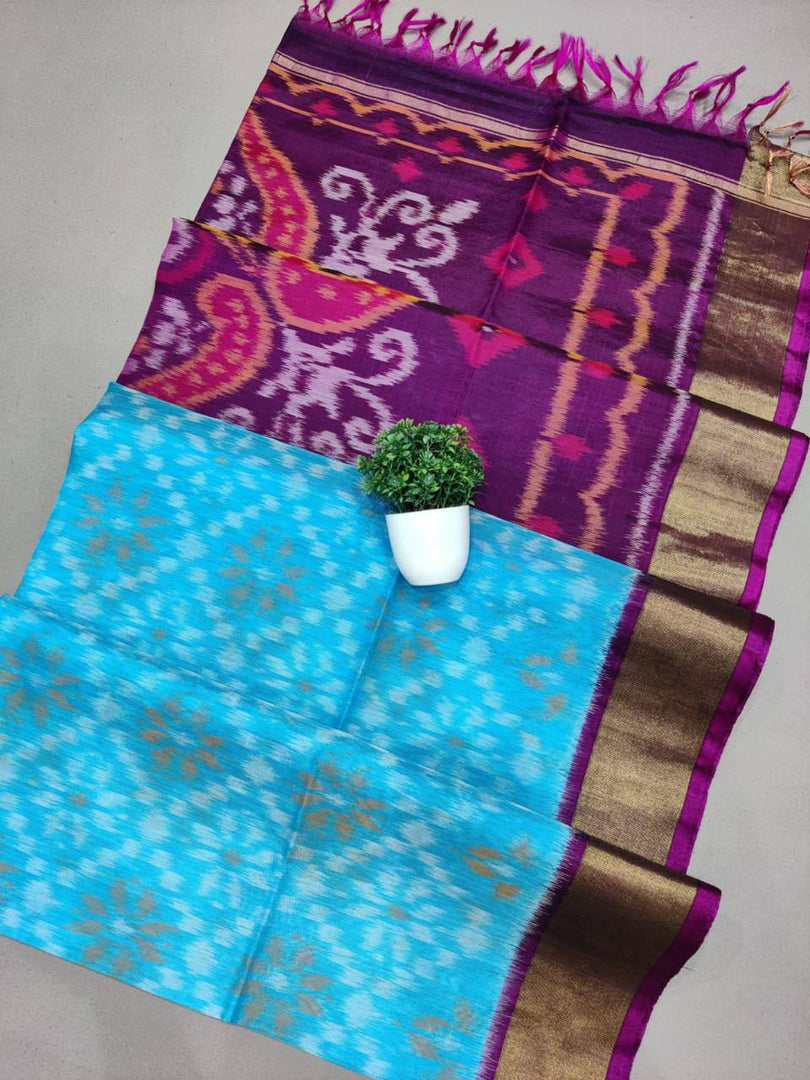 ikkat Printed Handloom Soft Silk Saree