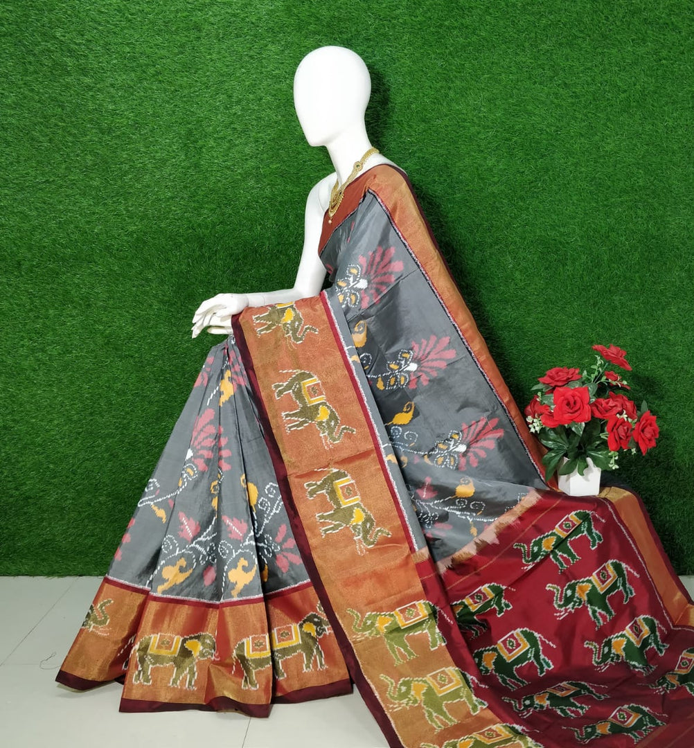 ikkat Printed Handloom Soft Silk Saree