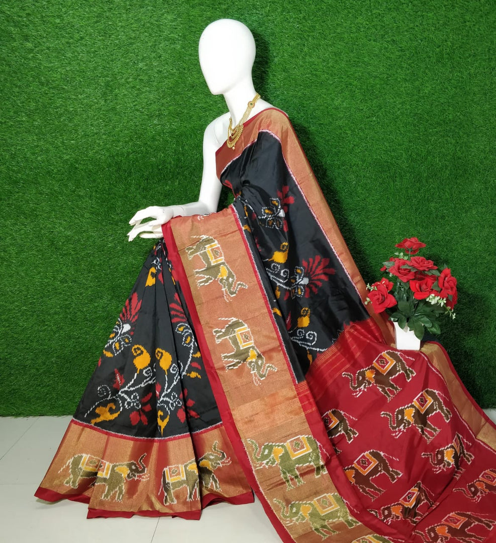 ikkat Printed Handloom Soft Silk Saree