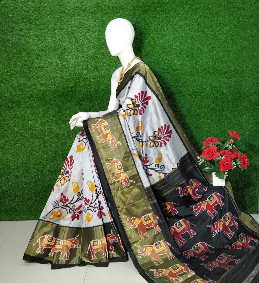 ikkat Printed Handloom Soft Silk Saree