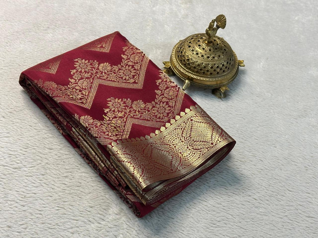 Festive Wear Mysore Saree Brocade Silk With Zari Embellishment