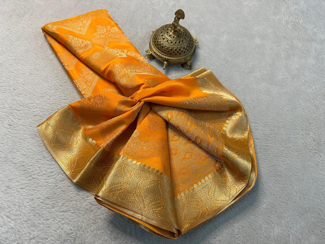 Brocade Pure Mysore silk yellow sarees