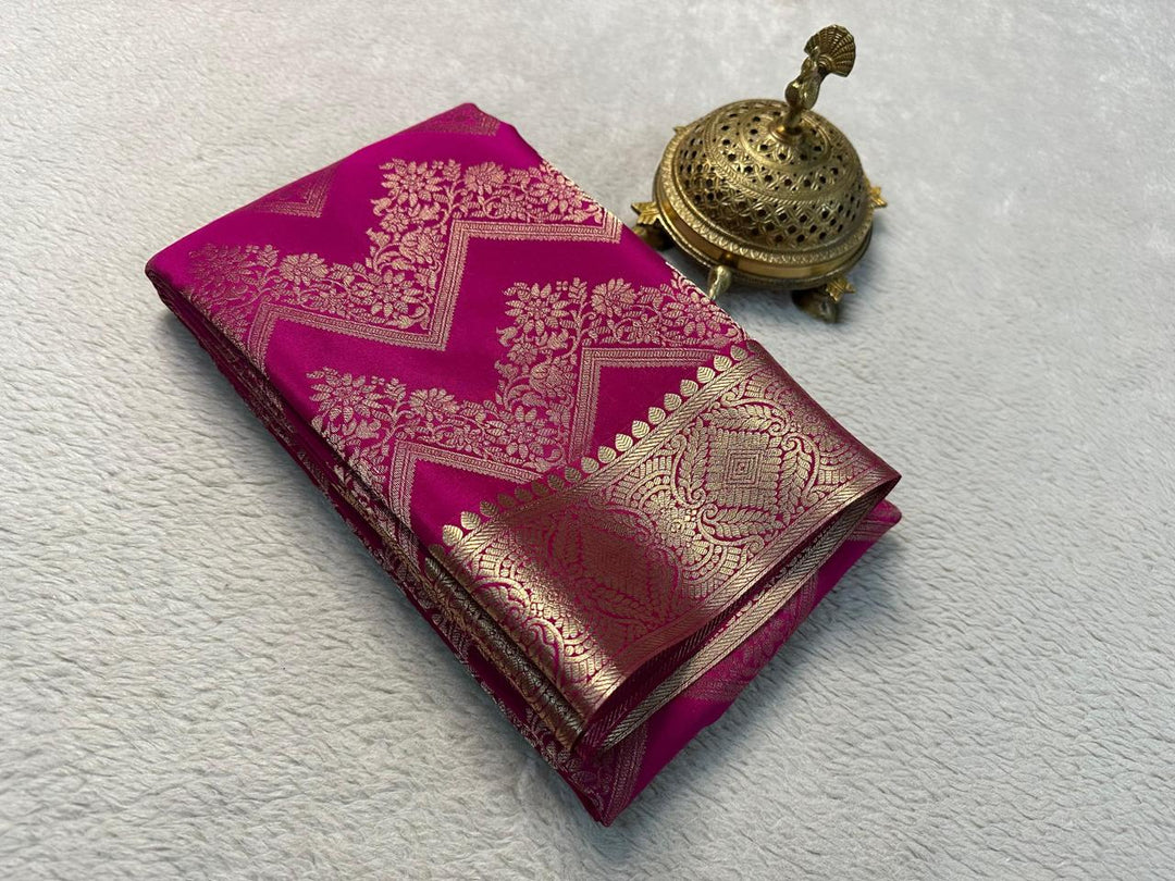Opulent Mysore Silk Saree With Traditional Brocade Zari Weave