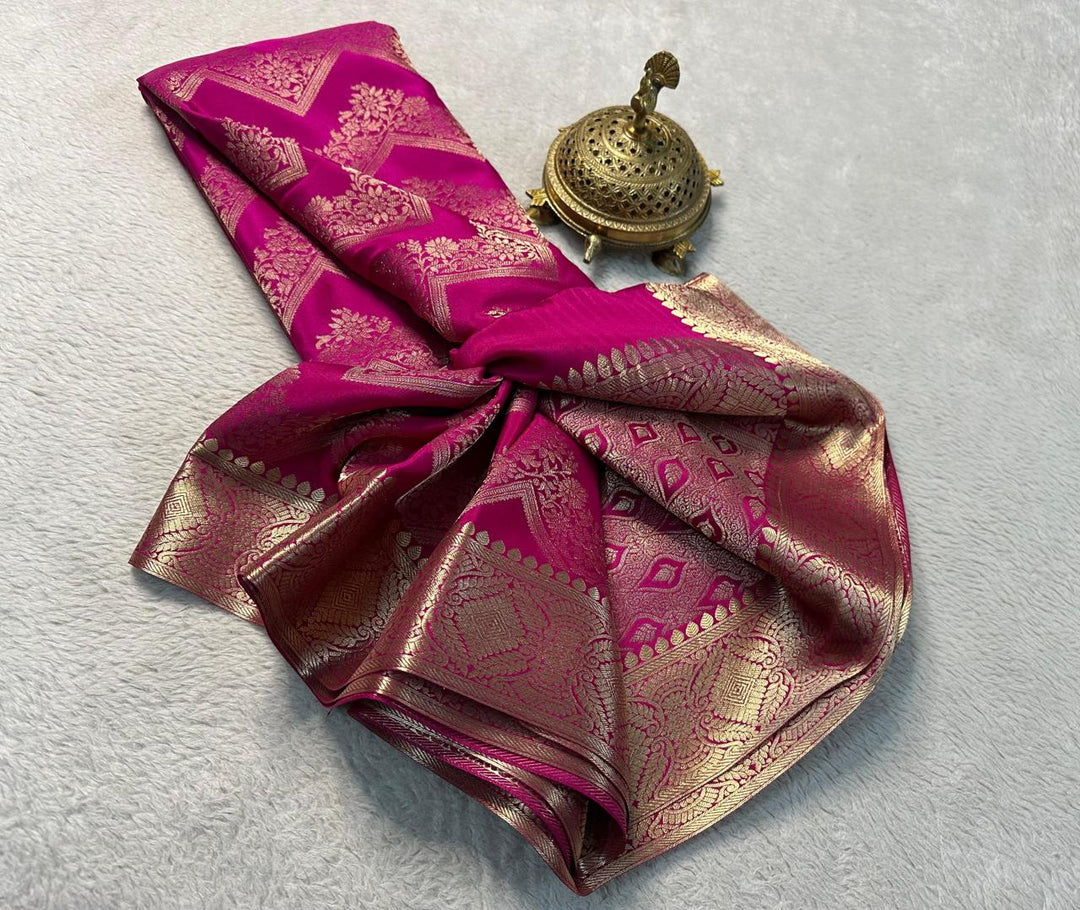 Opulent Mysore Silk Saree With Traditional Brocade Zari Weave