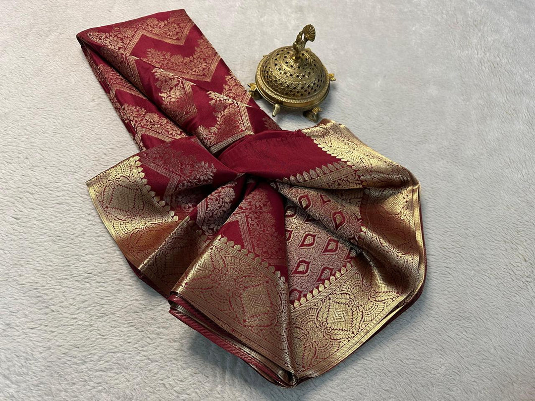 Festive Wear Mysore Saree Brocade Silk With Zari Embellishment