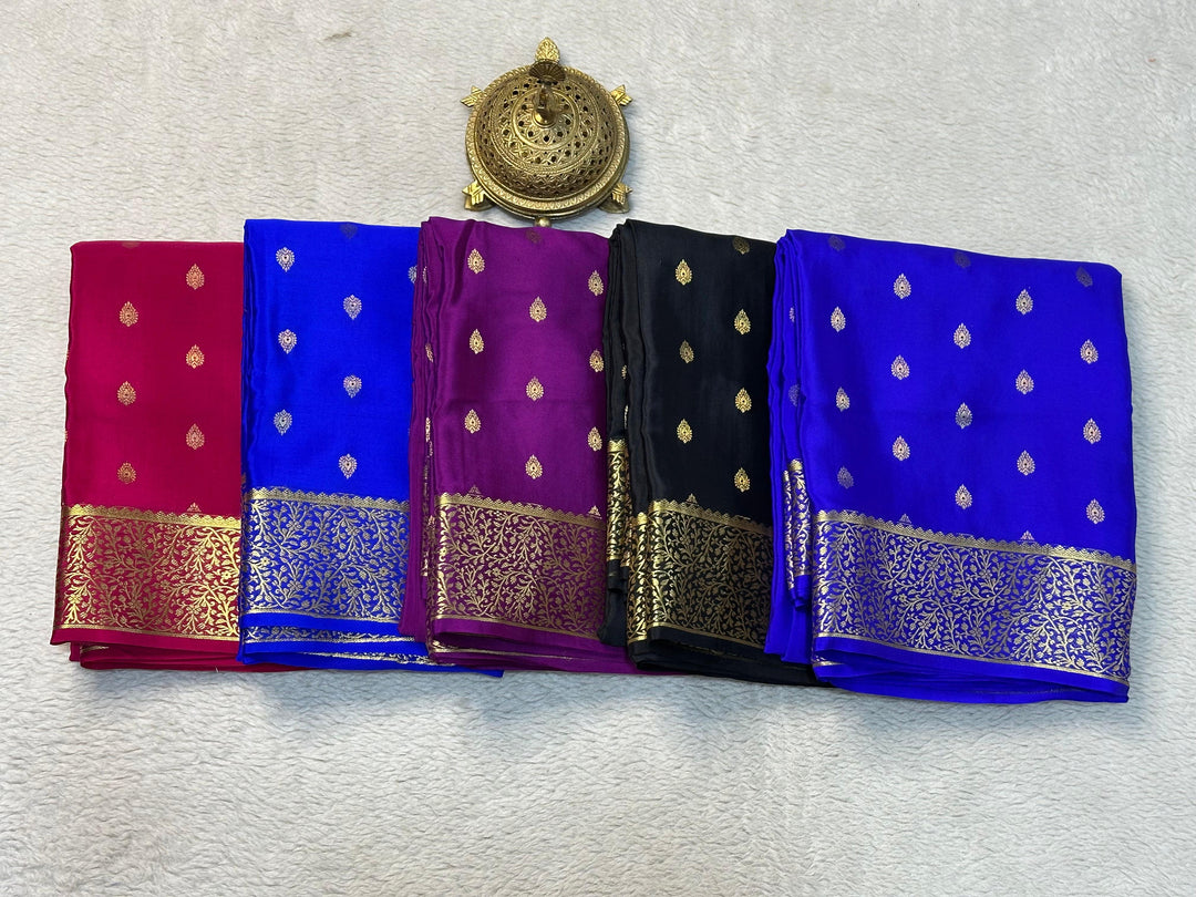 💞Beautiful Pure crepe Mysore silk sarees