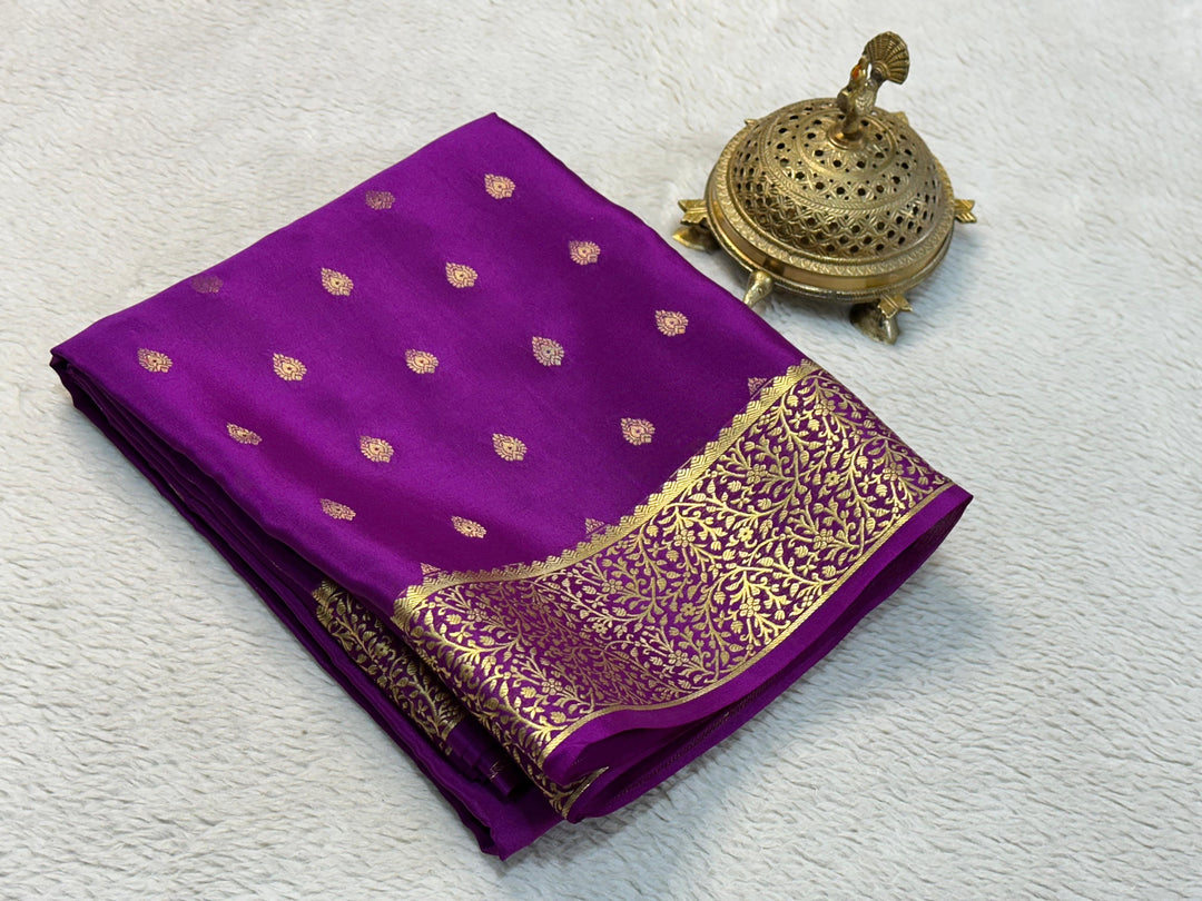 💞Beautiful Pure crepe Mysore silk sarees