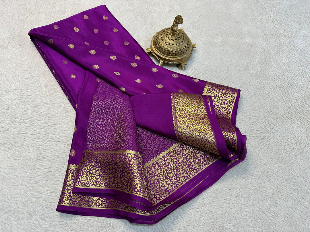 💞Beautiful Pure crepe Mysore silk sarees