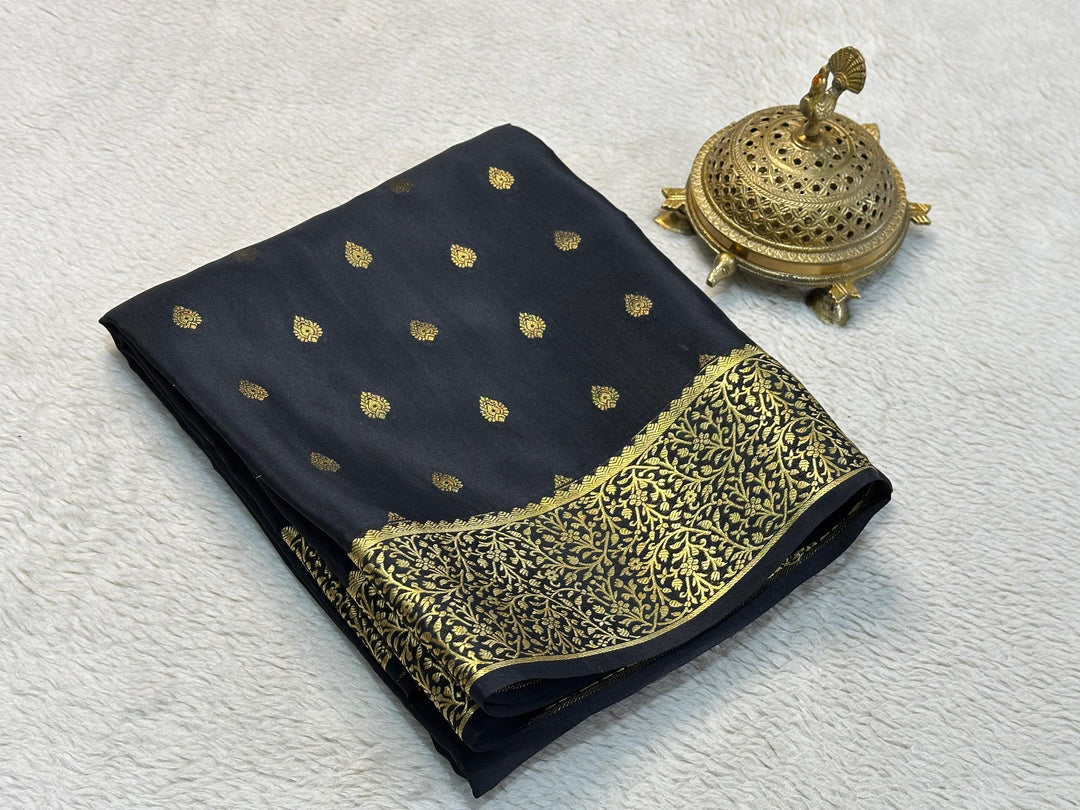 Premium Pure Mysore Silk Saree In With Zari And Brocade Work