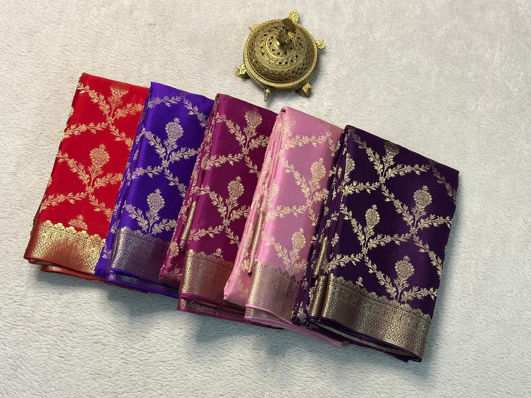 Handloom Inspired Pure Mysore Silk Saree With Brocade Work