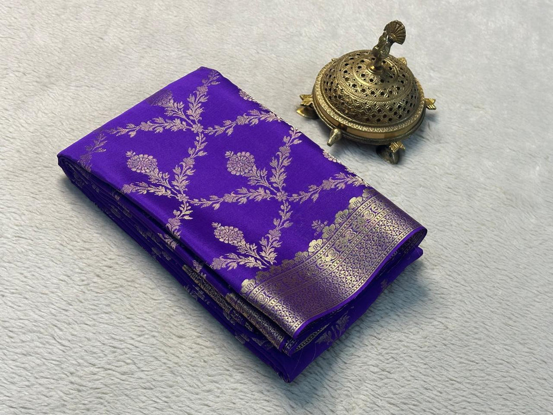 Elegant Pure Mysore Silk Saree With Zari Brocade Work