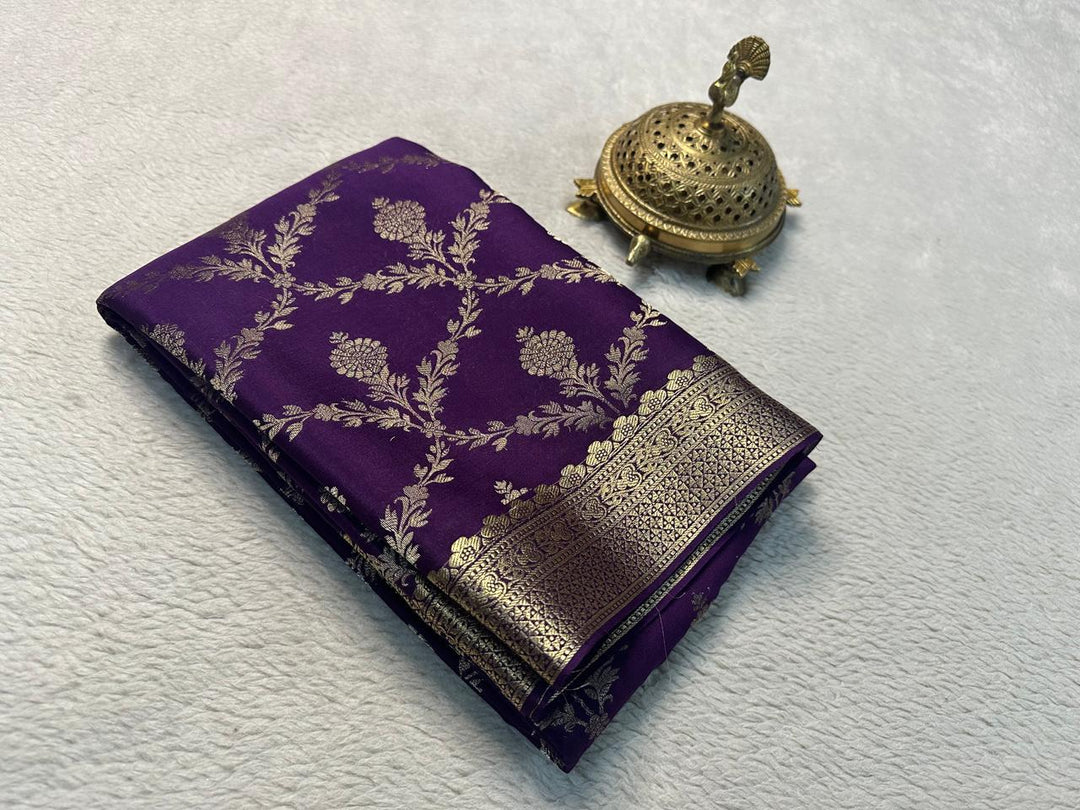 Handloom Inspired Pure Mysore Silk Saree With Brocade Work