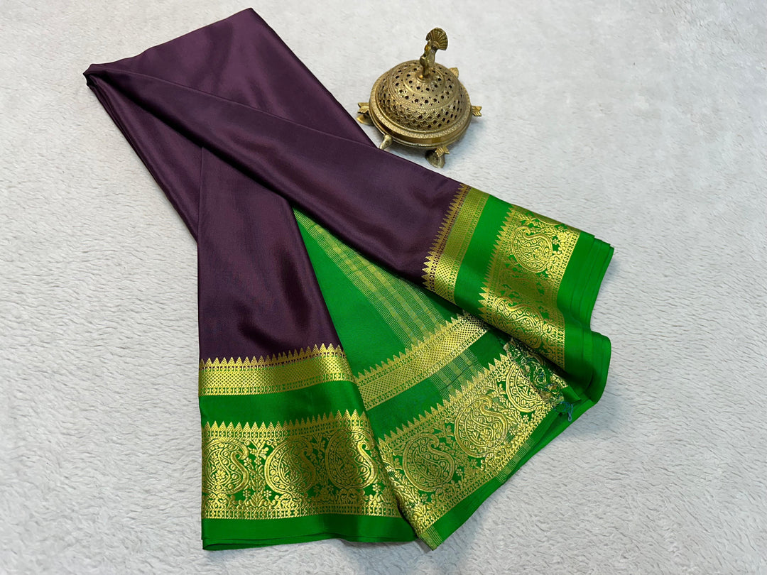 Regal Off White Pure Mysore Soft Silk Saree With Zari Brocade Work