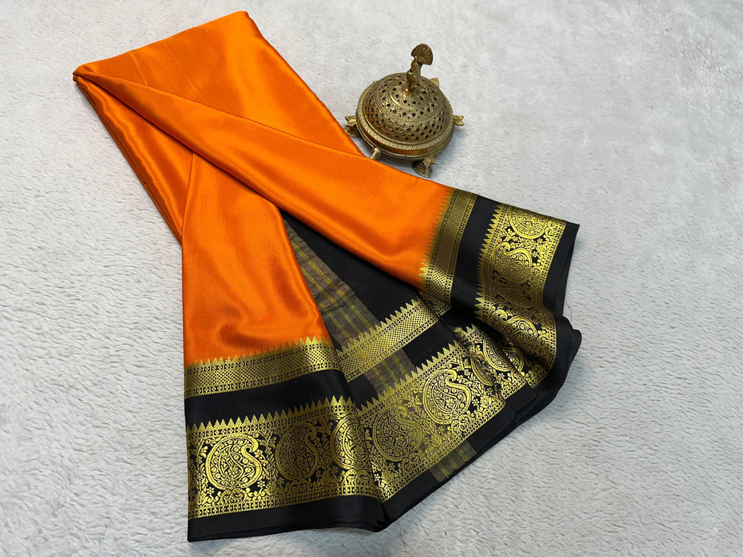 Regal Off White Pure Mysore Soft Silk Saree With Zari Brocade Work