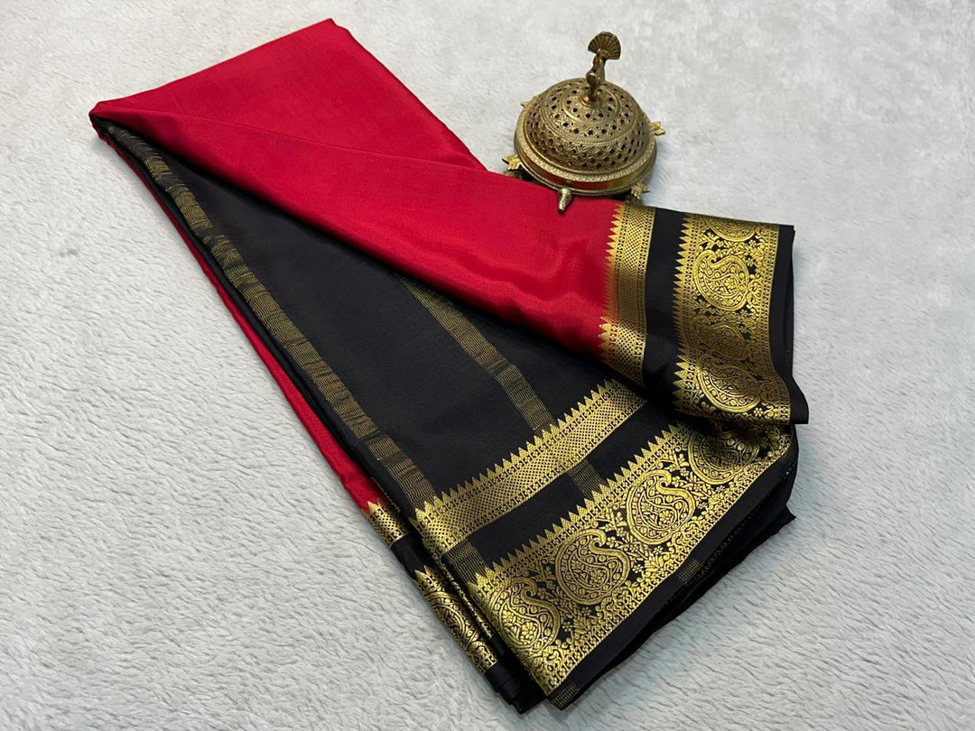Regal Off White Pure Mysore Soft Silk Saree With Zari Brocade Work