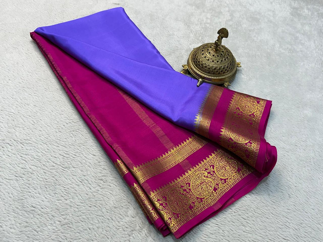Regal Off White Pure Mysore Soft Silk Saree With Zari Brocade Work