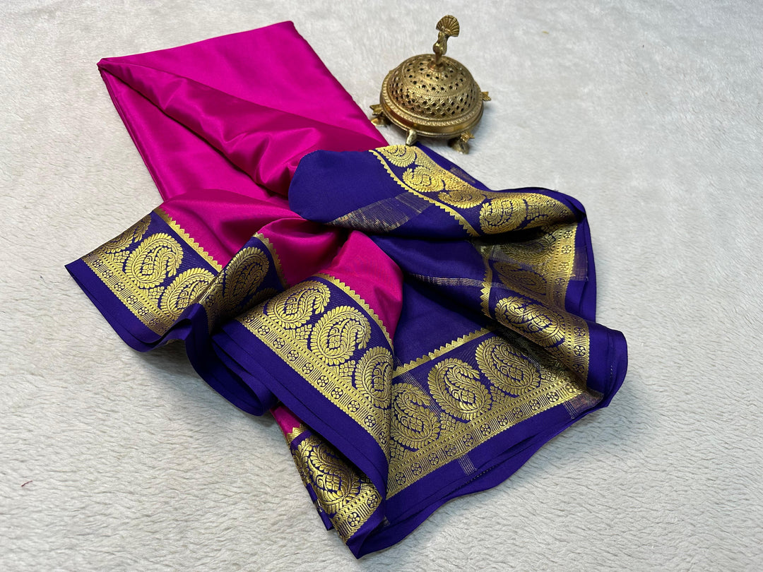 Regal Off White Pure Mysore Soft Silk Saree With Zari Brocade Work