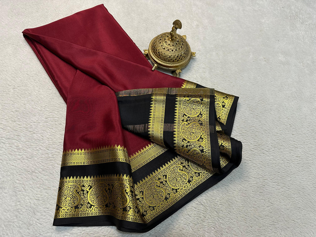 Regal Off White Pure Mysore Soft Silk Saree With Zari Brocade Work