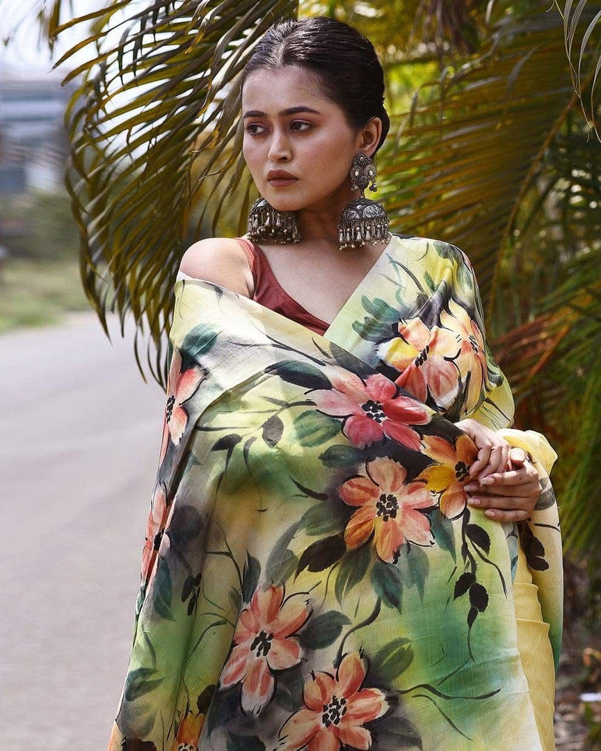 Elegant Tussar Soft Silk Saree Traditional Printed Design