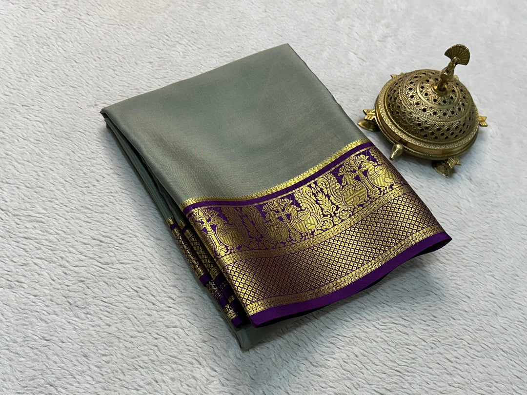 Mysore Silk Saree With Heavy Zari Borders Vibrant Multicolour Design And Stylish Blouse
