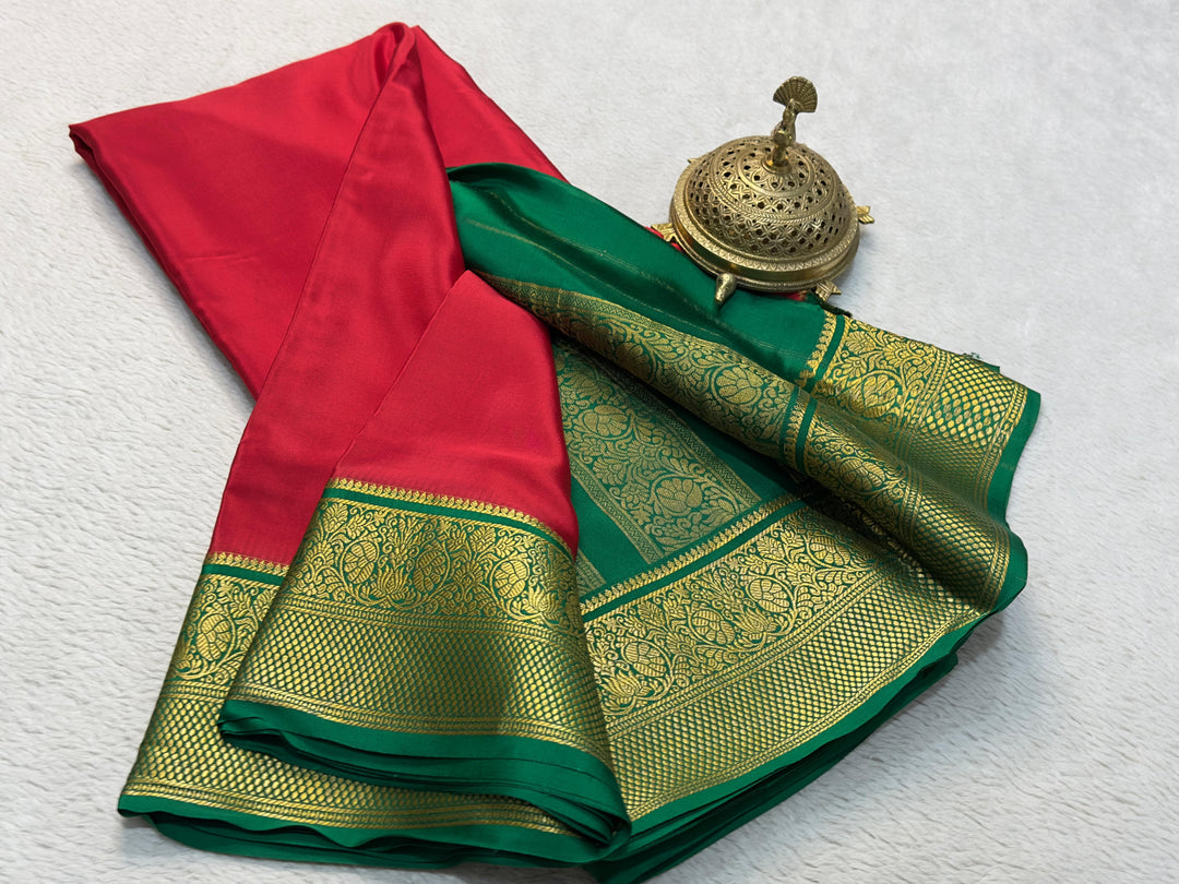 Mysore Silk Saree With Heavy Zari Borders Vibrant Multicolour Design And Stylish Blouse