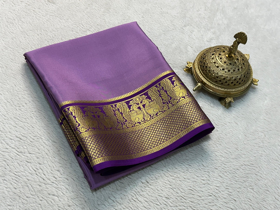 Mysore Silk Saree With Heavy Zari Borders Vibrant Multicolour Design And Stylish Blouse
